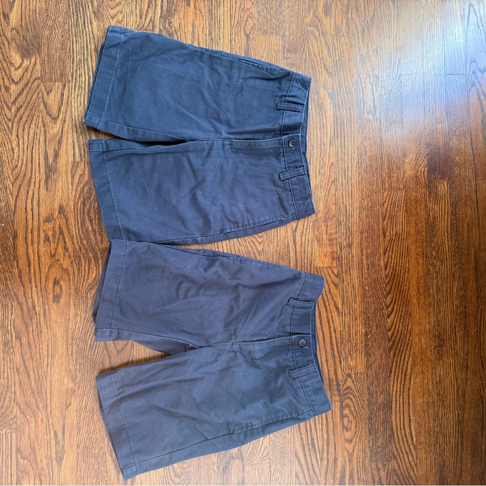 2 PAIRS Lands' End Youth Dark Blue Flat Front Shorts - Uniform